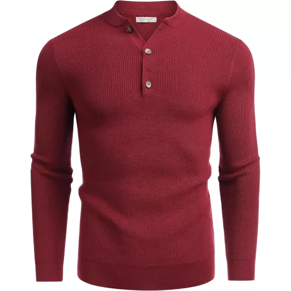 COOFANDY Men Henley Knit Sweater Dress Long Sleeve Button Pullover Sweater Casual Sweater