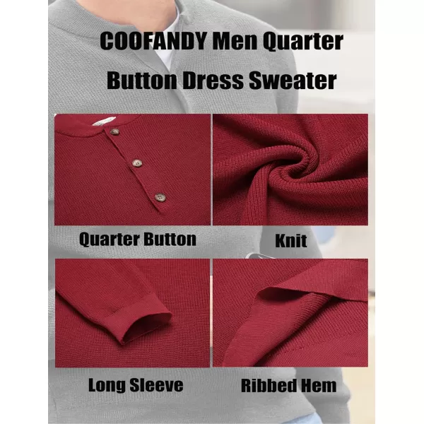 COOFANDY Men Henley Knit Sweater Dress Long Sleeve Button Pullover Sweater Casual Sweater