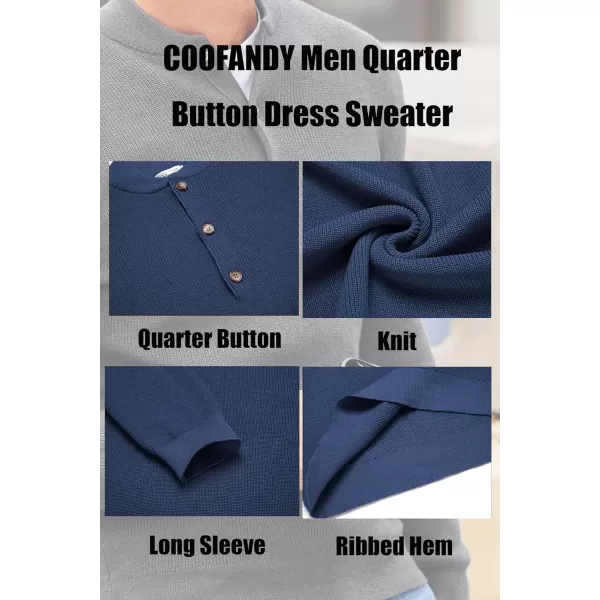 COOFANDY Men Henley Knit Sweater Dress Long Sleeve Button Pullover Sweater Casual Sweater