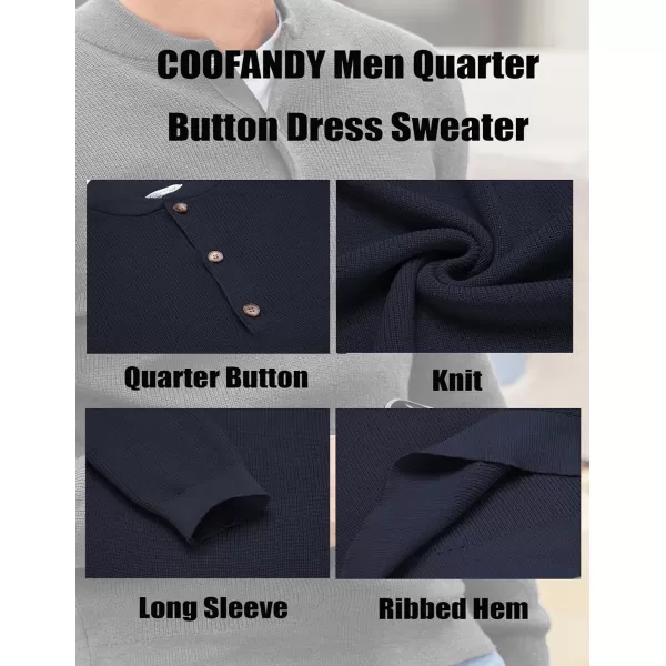 COOFANDY Men Henley Knit Sweater Dress Long Sleeve Button Pullover Sweater Casual Sweater
