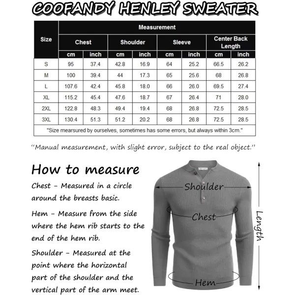 COOFANDY Men Henley Knit Sweater Dress Long Sleeve Button Pullover Sweater Casual Sweater