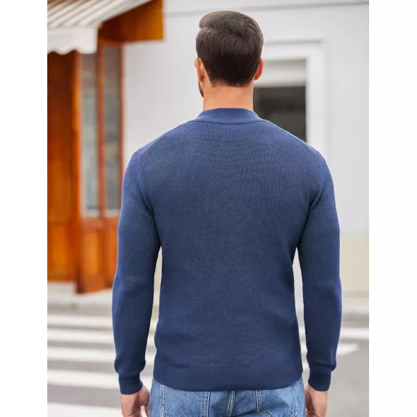COOFANDY Men Henley Knit Sweater Dress Long Sleeve Button Pullover Sweater Casual Sweater