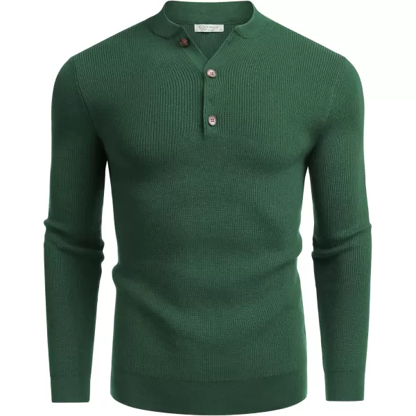 COOFANDY Men Henley Knit Sweater Dress Long Sleeve Button Pullover Sweater Casual Sweater