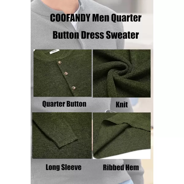 COOFANDY Men Henley Knit Sweater Dress Long Sleeve Button Pullover Sweater Casual Sweater