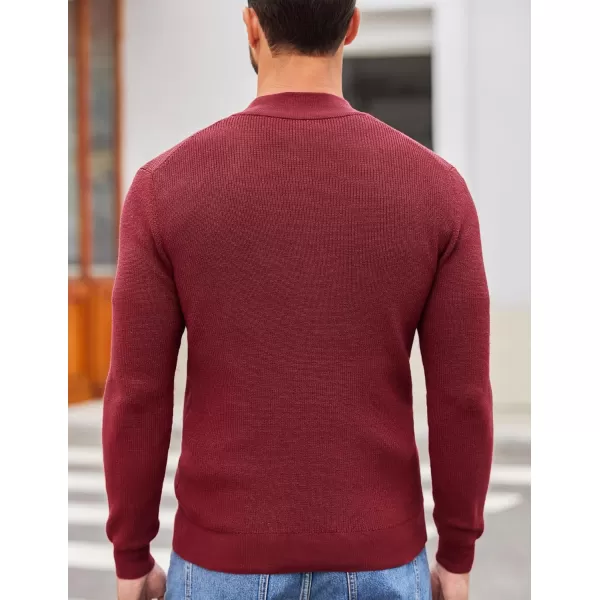 COOFANDY Men Henley Knit Sweater Dress Long Sleeve Button Pullover Sweater Casual Sweater
