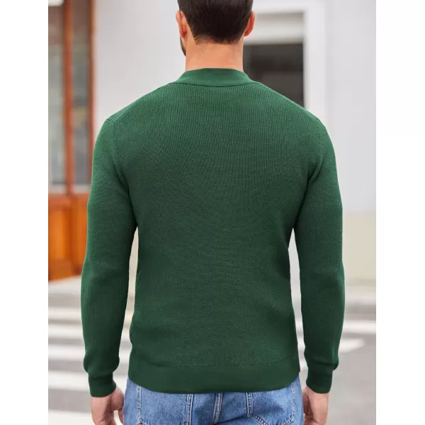 COOFANDY Men Henley Knit Sweater Dress Long Sleeve Button Pullover Sweater Casual Sweater