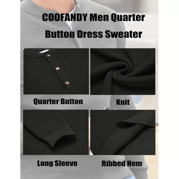 COOFANDY Men Henley Knit Sweater Dress Long Sleeve Button Pullover Sweater Casual Sweater