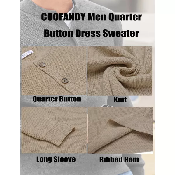 COOFANDY Men Henley Knit Sweater Dress Long Sleeve Button Pullover Sweater Casual Sweater
