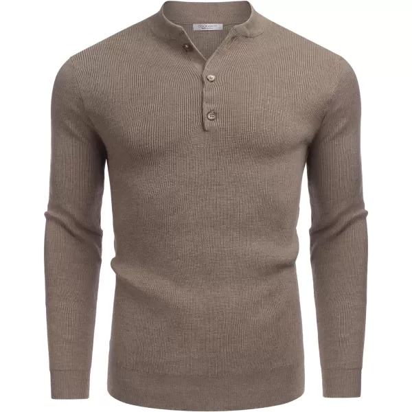 COOFANDY Men Henley Knit Sweater Dress Long Sleeve Button Pullover Sweater Casual Sweater