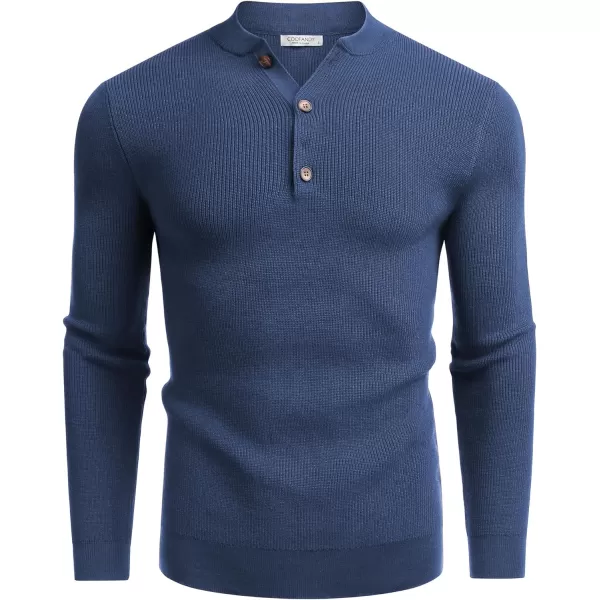 COOFANDY Men Henley Knit Sweater Dress Long Sleeve Button Pullover Sweater Casual Sweater