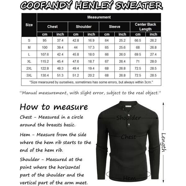COOFANDY Men Henley Knit Sweater Dress Long Sleeve Button Pullover Sweater Casual Sweater