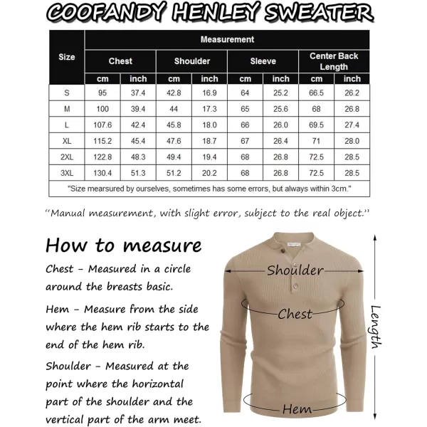 COOFANDY Men Henley Knit Sweater Dress Long Sleeve Button Pullover Sweater Casual Sweater