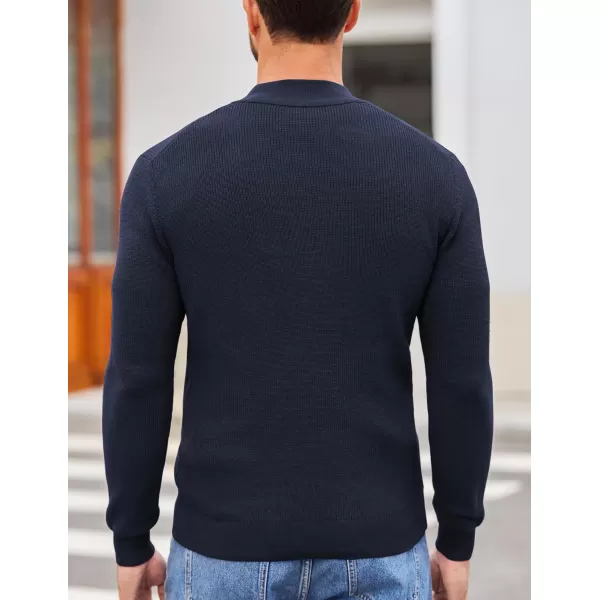 COOFANDY Men Henley Knit Sweater Dress Long Sleeve Button Pullover Sweater Casual Sweater