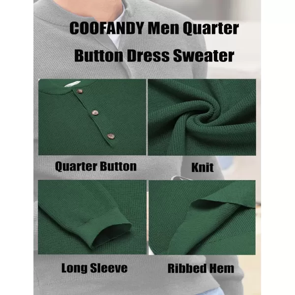 COOFANDY Men Henley Knit Sweater Dress Long Sleeve Button Pullover Sweater Casual Sweater