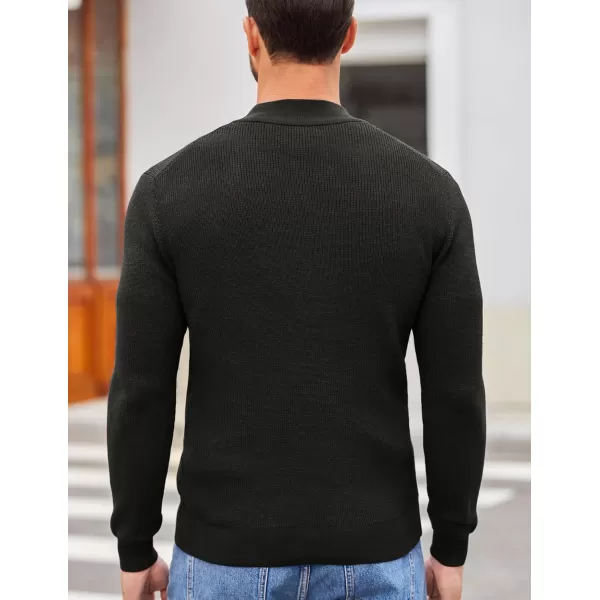 COOFANDY Men Henley Knit Sweater Dress Long Sleeve Button Pullover Sweater Casual Sweater