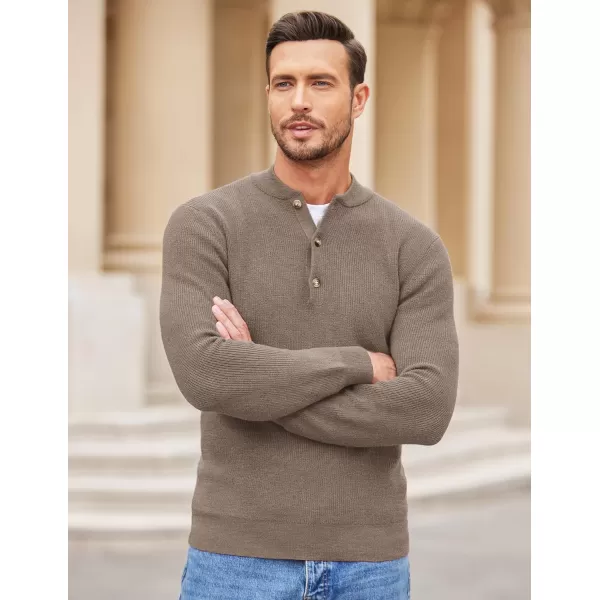COOFANDY Men Henley Knit Sweater Dress Long Sleeve Button Pullover Sweater Casual Sweater