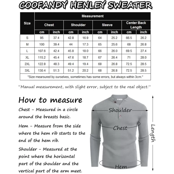 COOFANDY Men Henley Knit Sweater Dress Long Sleeve Button Pullover Sweater Casual Sweater