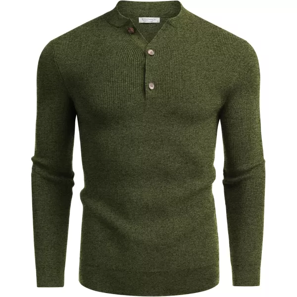 COOFANDY Men Henley Knit Sweater Dress Long Sleeve Button Pullover Sweater Casual Sweater