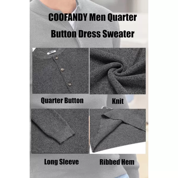 COOFANDY Men Henley Knit Sweater Dress Long Sleeve Button Pullover Sweater Casual Sweater