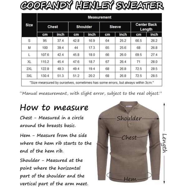 COOFANDY Men Henley Knit Sweater Dress Long Sleeve Button Pullover Sweater Casual Sweater
