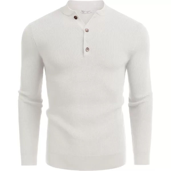 COOFANDY Men Henley Knit Sweater Dress Long Sleeve Button Pullover Sweater Casual Sweater
