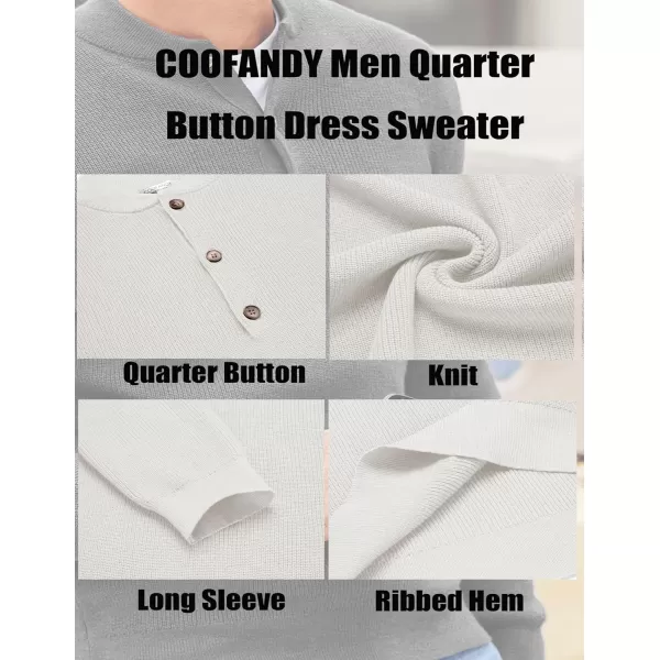 COOFANDY Men Henley Knit Sweater Dress Long Sleeve Button Pullover Sweater Casual Sweater