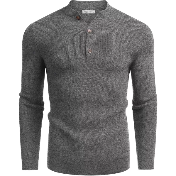 COOFANDY Men Henley Knit Sweater Dress Long Sleeve Button Pullover Sweater Casual Sweater