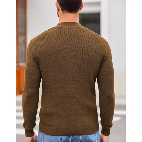 COOFANDY Men Henley Knit Sweater Dress Long Sleeve Button Pullover Sweater Casual Sweater