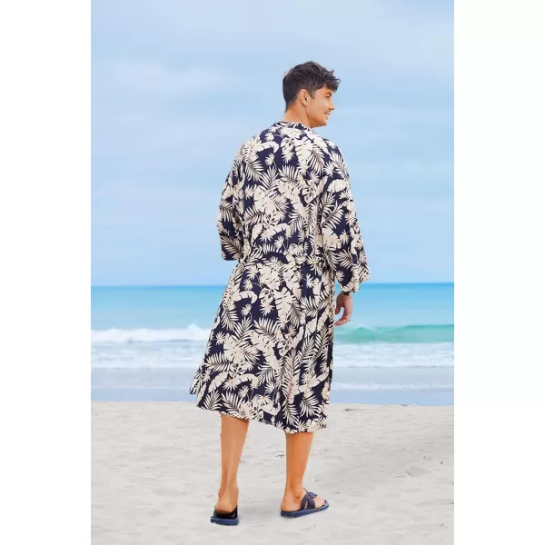 COOFANDY Men Lightweight 2 Piece Kimono Robe with Shorts Japanese 3/4 Sleeve Robes Casual Open Front Long Cardigan With Belt)