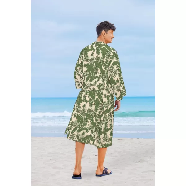 COOFANDY Men Lightweight 2 Piece Kimono Robe with Shorts Japanese 3/4 Sleeve Robes Casual Open Front Long Cardigan With Belt)