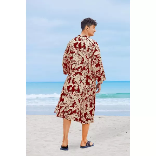 COOFANDY Men Lightweight 2 Piece Kimono Robe with Shorts Japanese 3/4 Sleeve Robes Casual Open Front Long Cardigan With Belt)