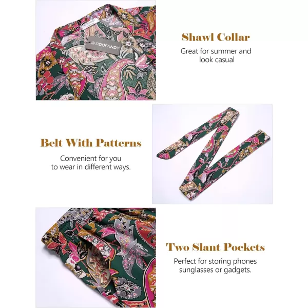 COOFANDY Men Lightweight 2 Piece Kimono Robe with Shorts Japanese 3/4 Sleeve Robes Casual Open Front Long Cardigan With Belt)