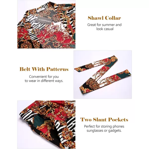 COOFANDY Men Lightweight 2 Piece Kimono Robe with Shorts Japanese 3/4 Sleeve Robes Casual Open Front Long Cardigan With Belt)