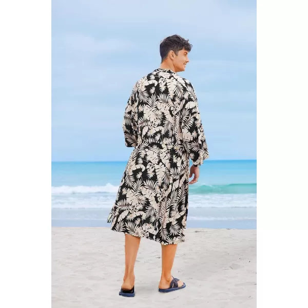 COOFANDY Men Lightweight 2 Piece Kimono Robe with Shorts Japanese 3/4 Sleeve Robes Casual Open Front Long Cardigan With Belt)