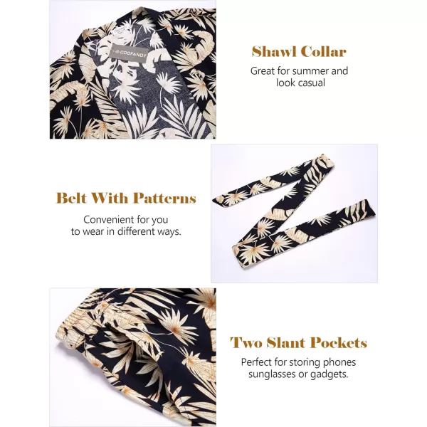 COOFANDY Men Lightweight 2 Piece Kimono Robe with Shorts Japanese 3/4 Sleeve Robes Casual Open Front Long Cardigan With Belt)