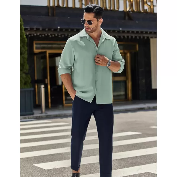 COOFANDY Men Luxury Silk Shirt Long Sleeve Satin Dress Shirt Shiny Button Down Prom Wedding Party Shirt