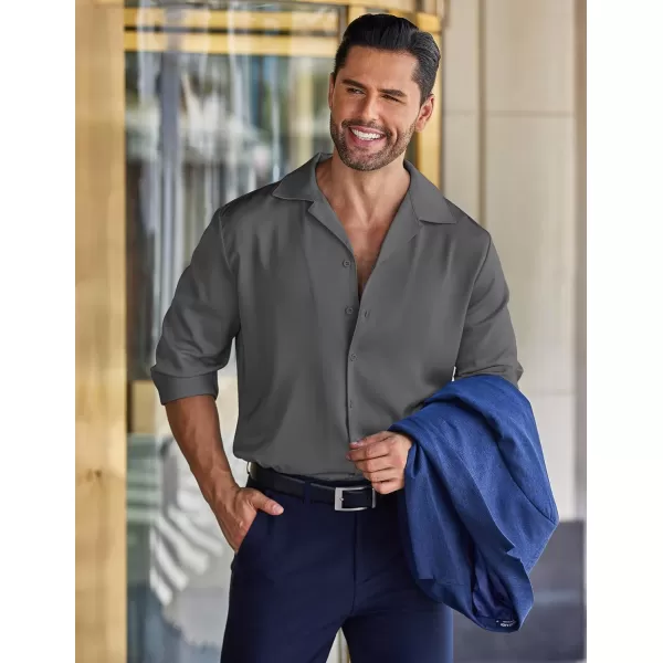 COOFANDY Men Luxury Silk Shirt Long Sleeve Satin Dress Shirt Shiny Button Down Prom Wedding Party Shirt