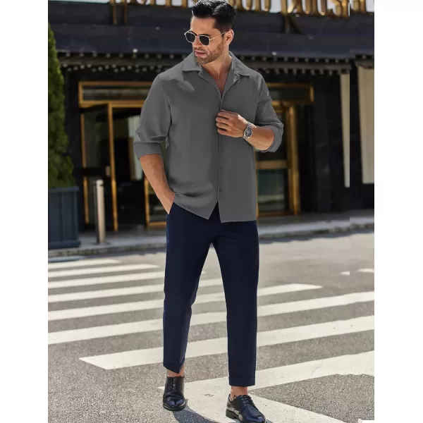 COOFANDY Men Luxury Silk Shirt Long Sleeve Satin Dress Shirt Shiny Button Down Prom Wedding Party Shirt