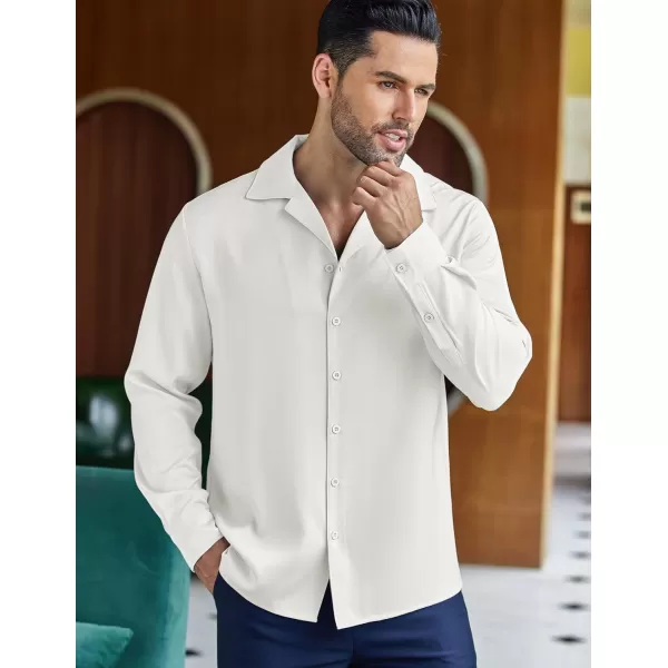 COOFANDY Men Luxury Silk Shirt Long Sleeve Satin Dress Shirt Shiny Button Down Prom Wedding Party Shirt