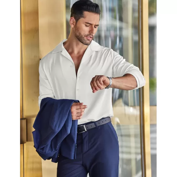 COOFANDY Men Luxury Silk Shirt Long Sleeve Satin Dress Shirt Shiny Button Down Prom Wedding Party Shirt