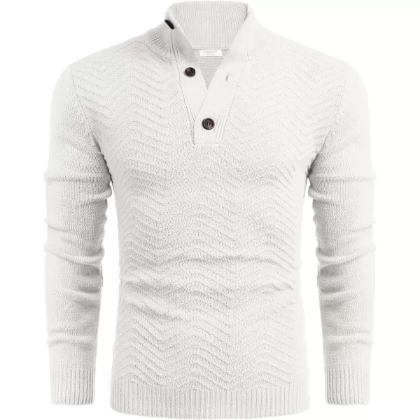 COOFANDY Men Quarter Button Sweater Pullover Cable Knit Henley Mock Neck Sweater