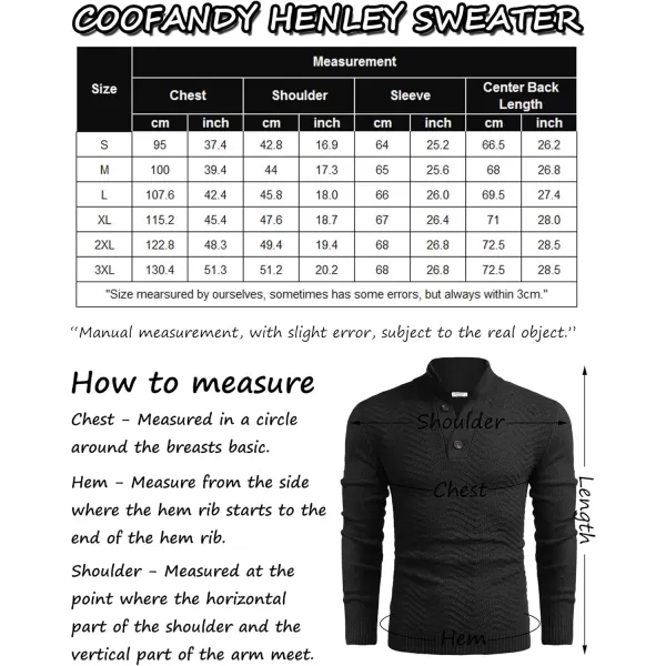 COOFANDY Men Quarter Button Sweater Pullover Cable Knit Henley Mock Neck Sweater