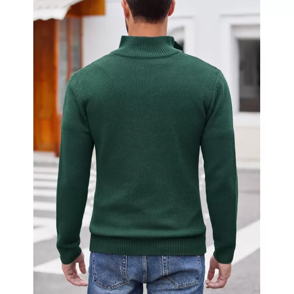 COOFANDY Men Quarter Button Sweater Pullover Cable Knit Henley Mock Neck Sweater