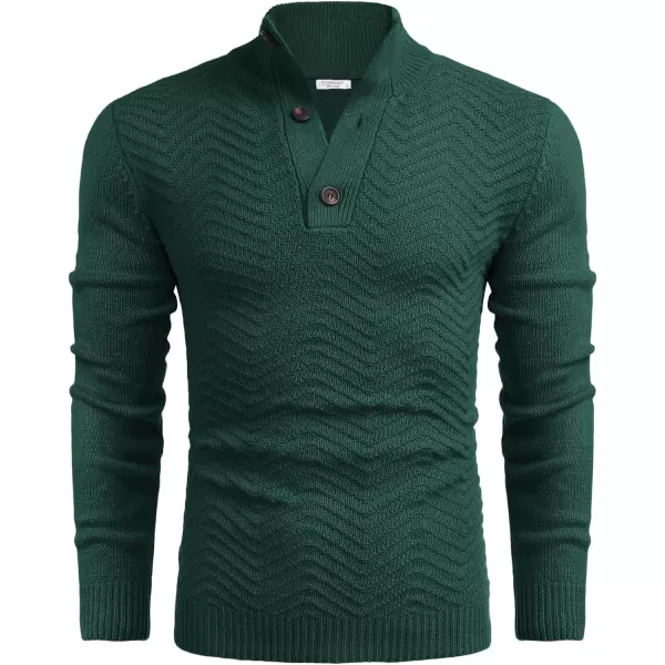 COOFANDY Men Quarter Button Sweater Pullover Cable Knit Henley Mock Neck Sweater