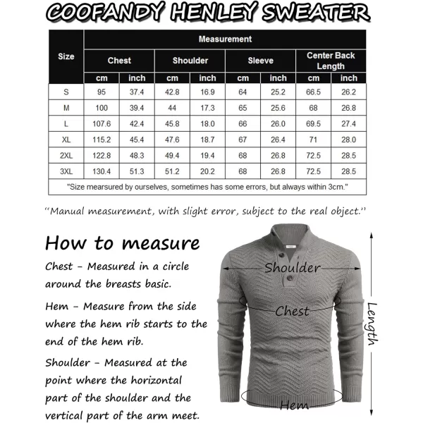 COOFANDY Men Quarter Button Sweater Pullover Cable Knit Henley Mock Neck Sweater