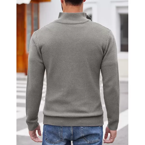 COOFANDY Men Quarter Button Sweater Pullover Cable Knit Henley Mock Neck Sweater