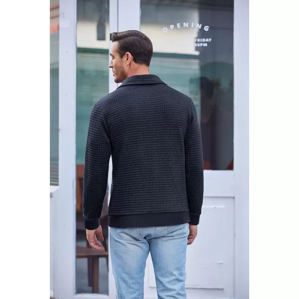 COOFANDY Men Quarter Collar Sweatshirt Pullover Long Sleeve Waffle Fashion Pullover