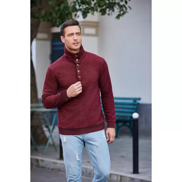 COOFANDY Men Quarter Collar Sweatshirt Pullover Long Sleeve Waffle Fashion Pullover