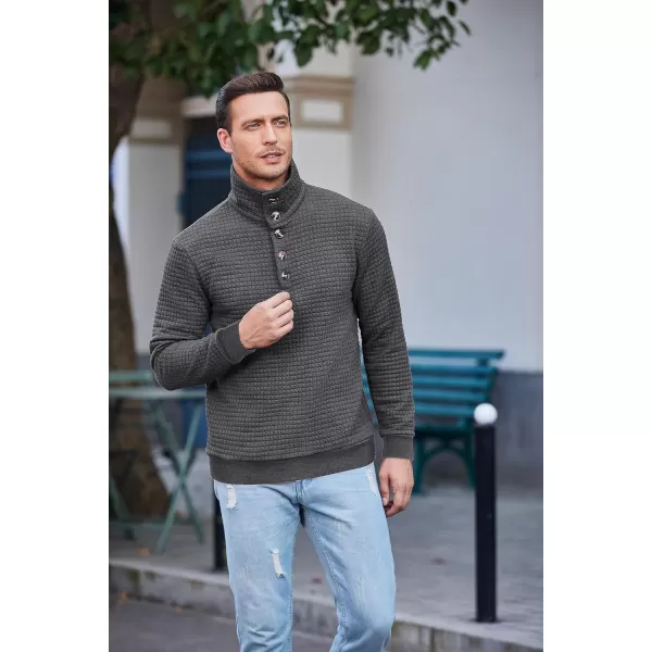 COOFANDY Men Quarter Collar Sweatshirt Pullover Long Sleeve Waffle Fashion Pullover