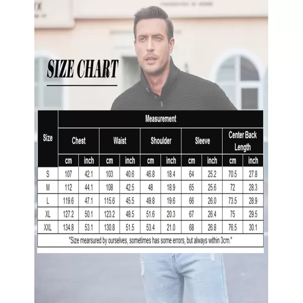 COOFANDY Men Quarter Collar Sweatshirt Pullover Long Sleeve Waffle Fashion Pullover